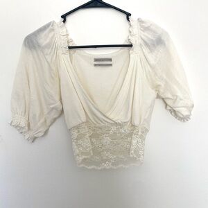 Urban Outfitters Cream Lace Trim Top
